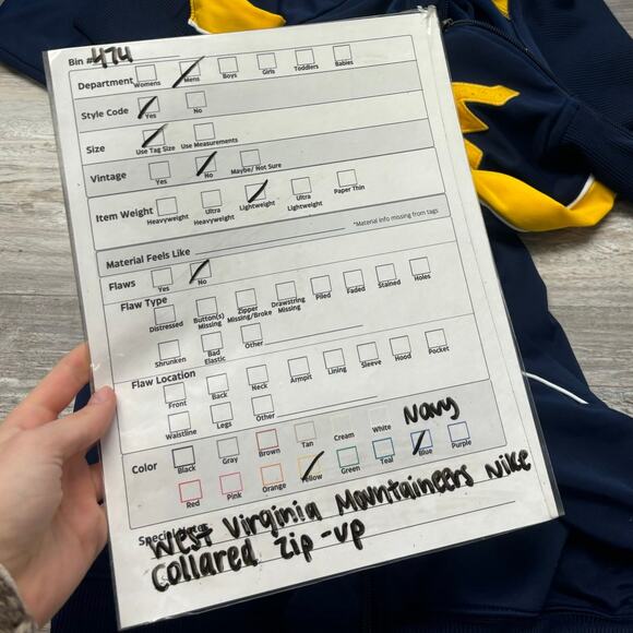 Nike West Virginia Mountaineers Navy Blue Mens‎ M Collared Zip Up Team Jacket - Picture 10 of 10